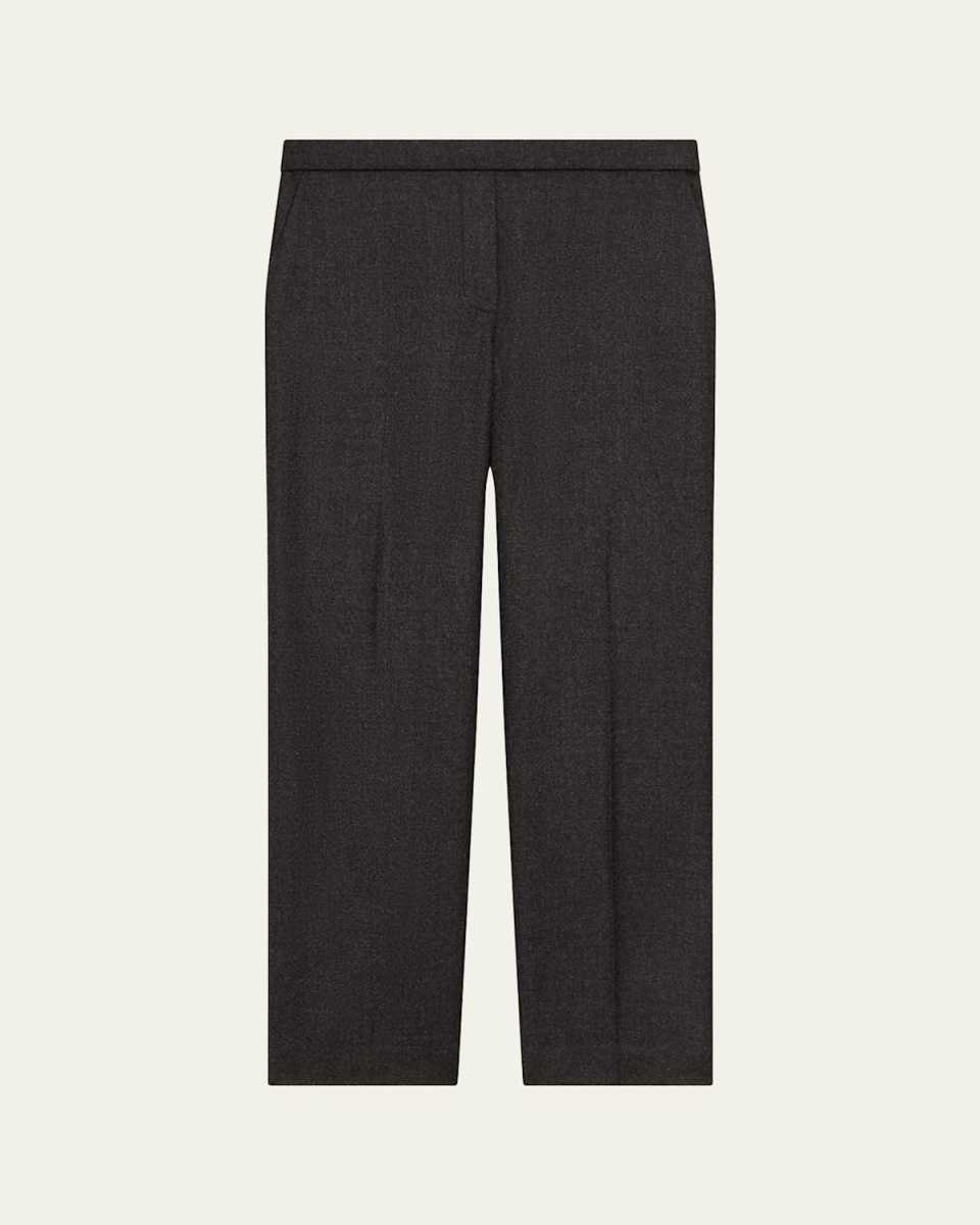 Treeca Virgin Wool Flannel Cropped Pull-On Pants